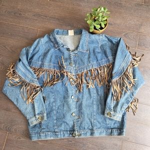 Vintage Jean leather tassle fringe jacket